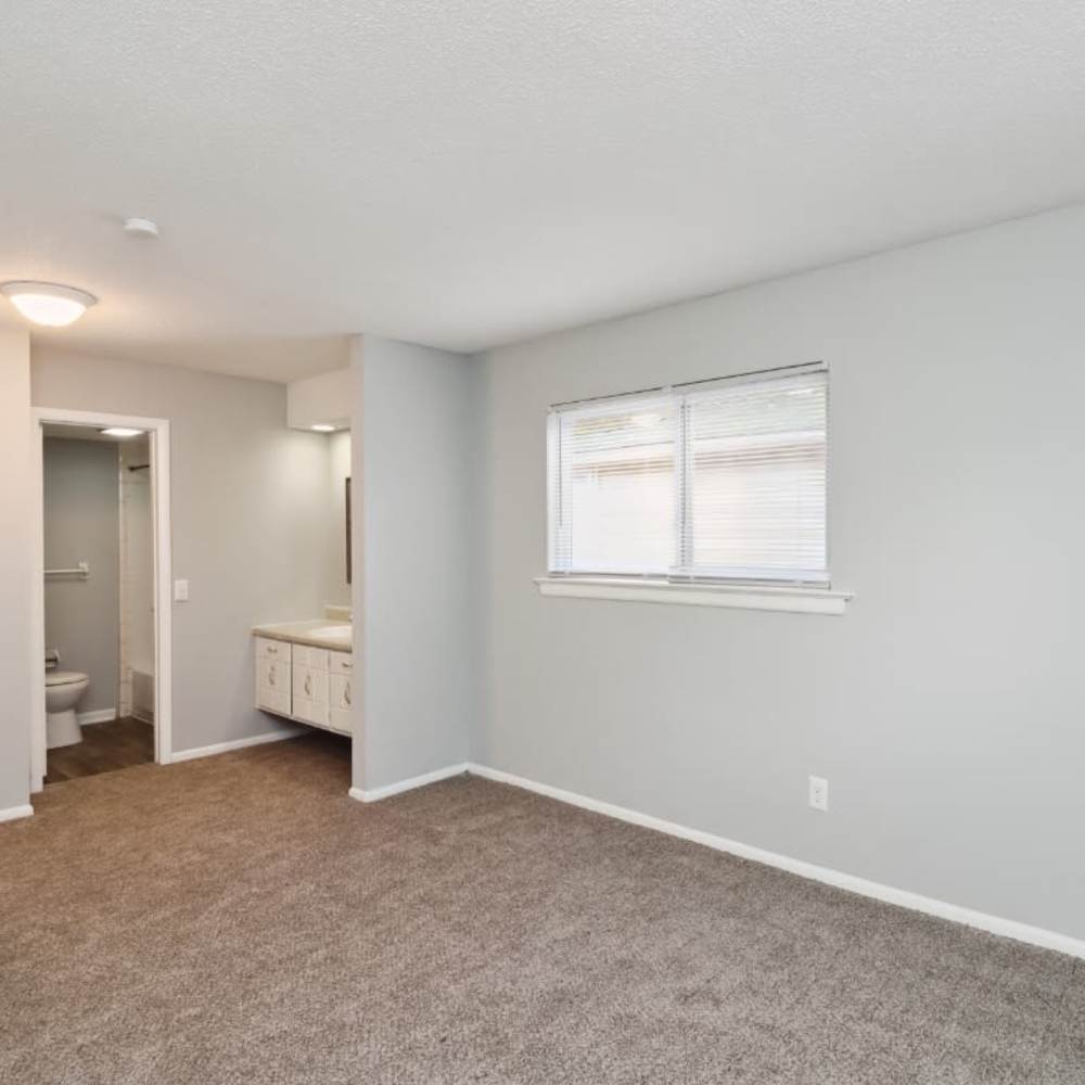 Bedroom with attached washroom at Willow Creek Apartments in Chattanooga, Tennessee 