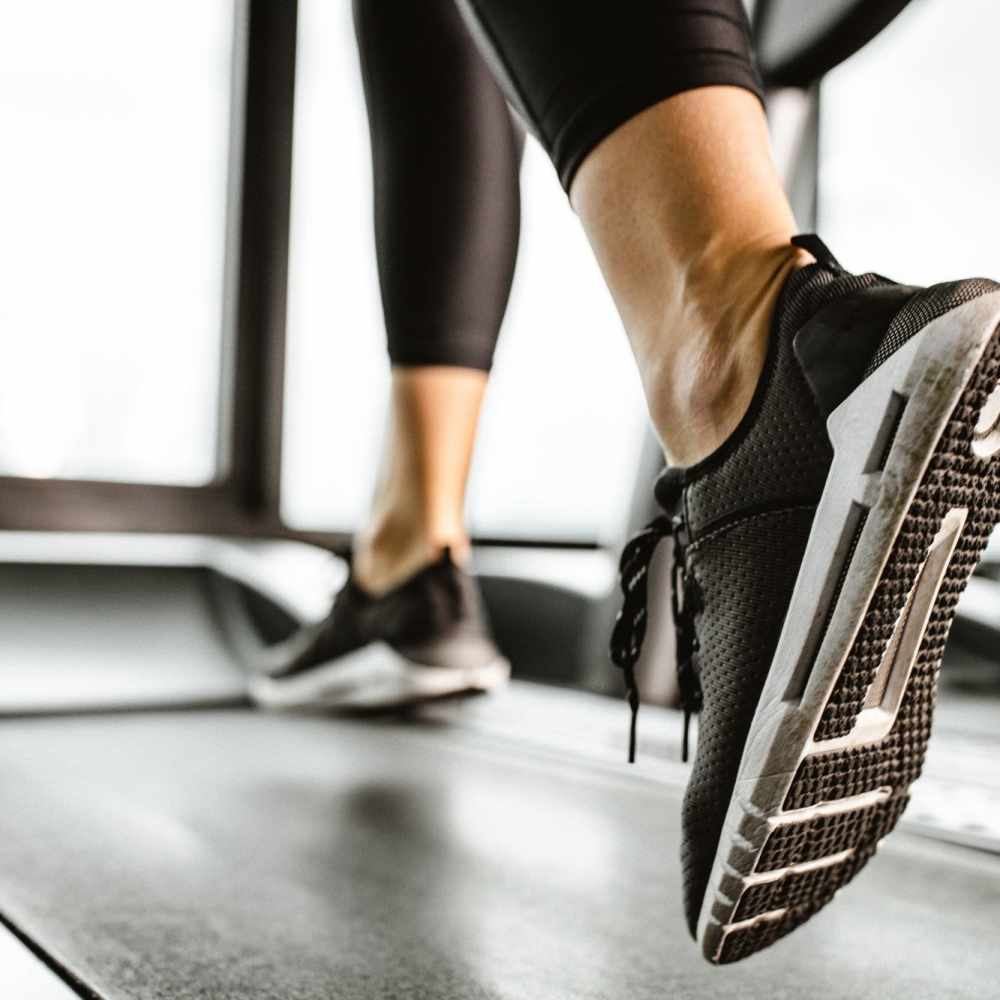Resident using a treadmill at Hacienda Commons in Pleasanton, California