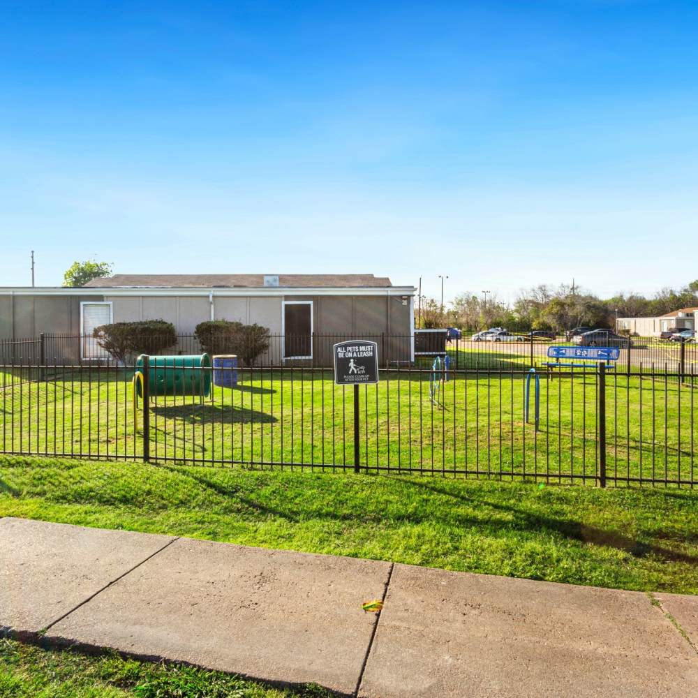 Bark park at Huntington Village And Cambridge Crossing in Houston, Texas