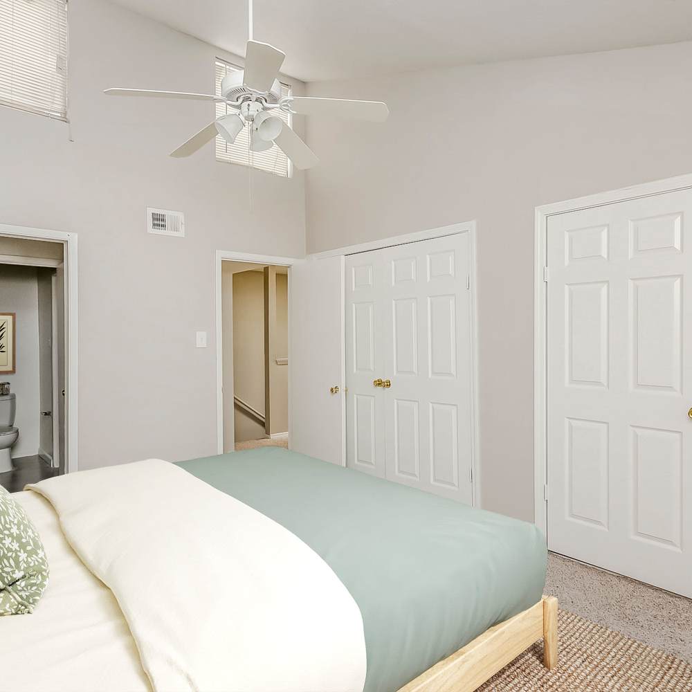 Bedroom with large closets at Huntington Village And Cambridge Crossing in Houston, Texas