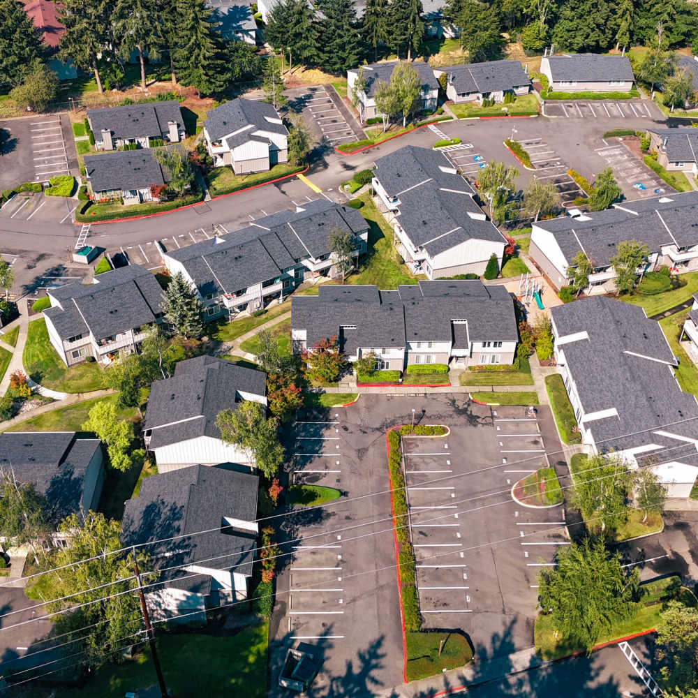 aerial view angle 2 Park Green Apartments in Tacoma, Washington