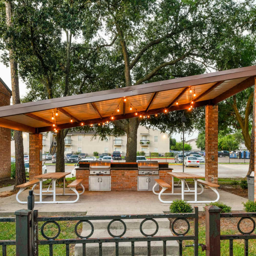 Outdoor BBQ station at The Daphne in Houston, Texas