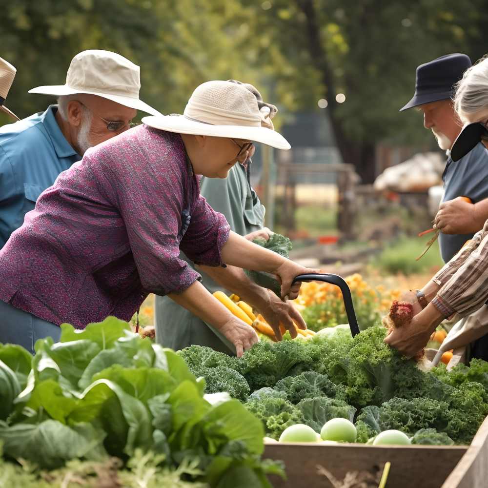 Residents gardening at Canvas Valley Forge in King Of Prussia, Pennsylvania