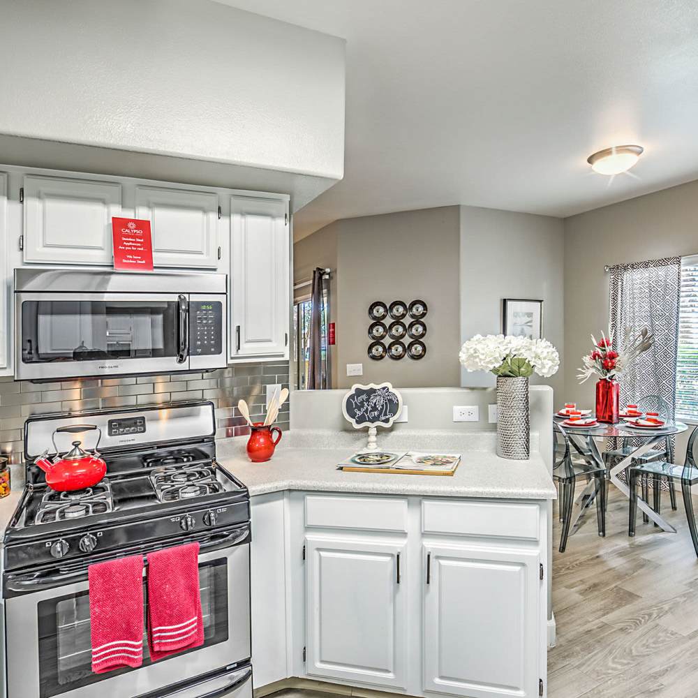 Great kitchen counter space at Calypso Apartments in Las Vegas, Nevada