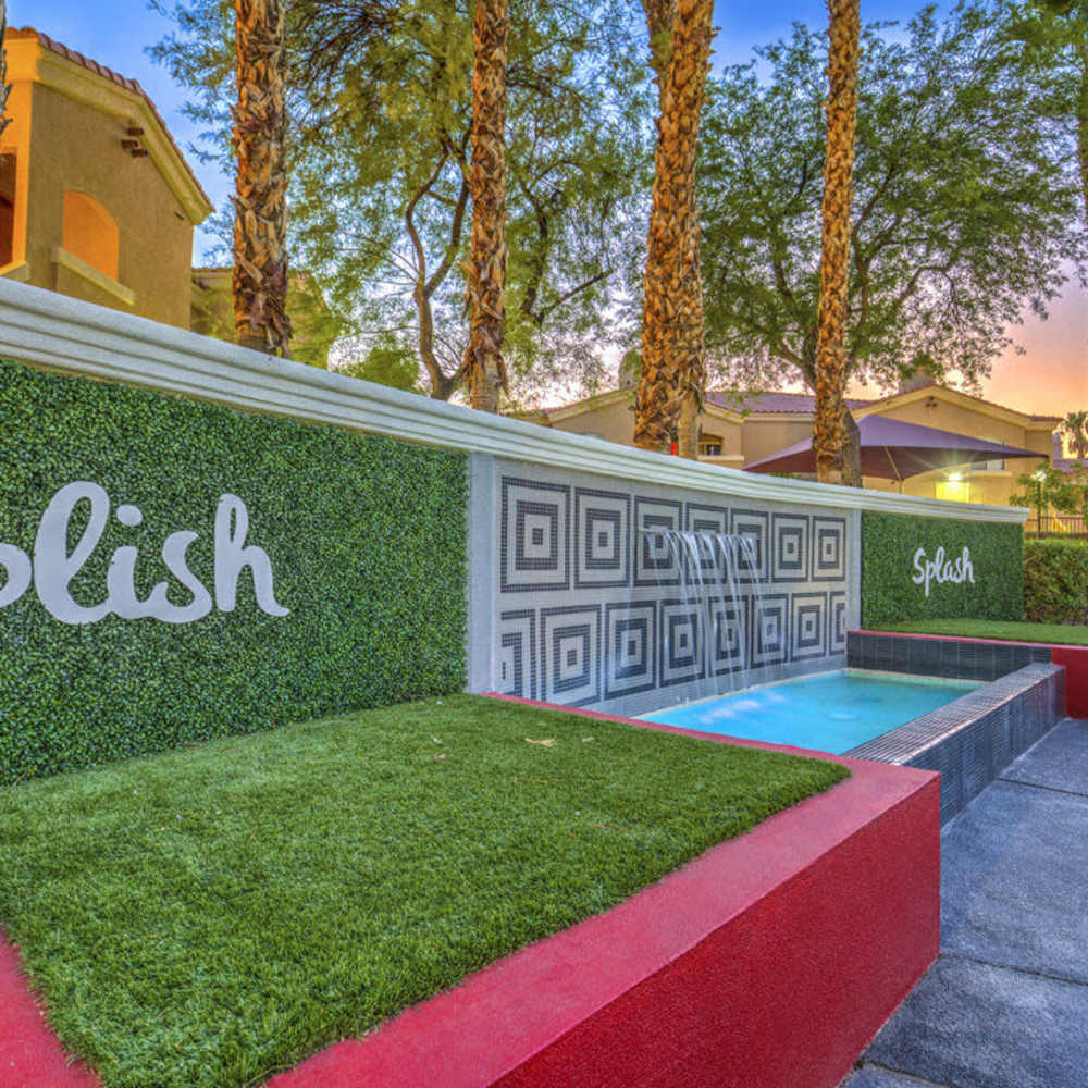 Water features at Calypso Apartments in Las Vegas, Nevada
