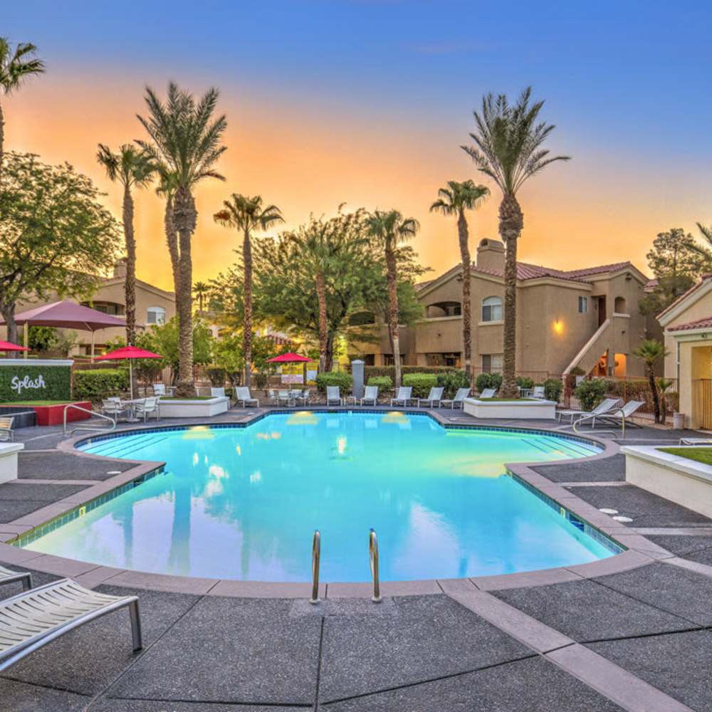 Great sky view from the swimming pool at Calypso Apartments in Las Vegas, Nevada