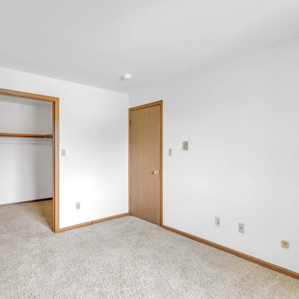 Walk-in closet inside the apartment bedroom at Prairie Apartments in Salem,Wisconsin