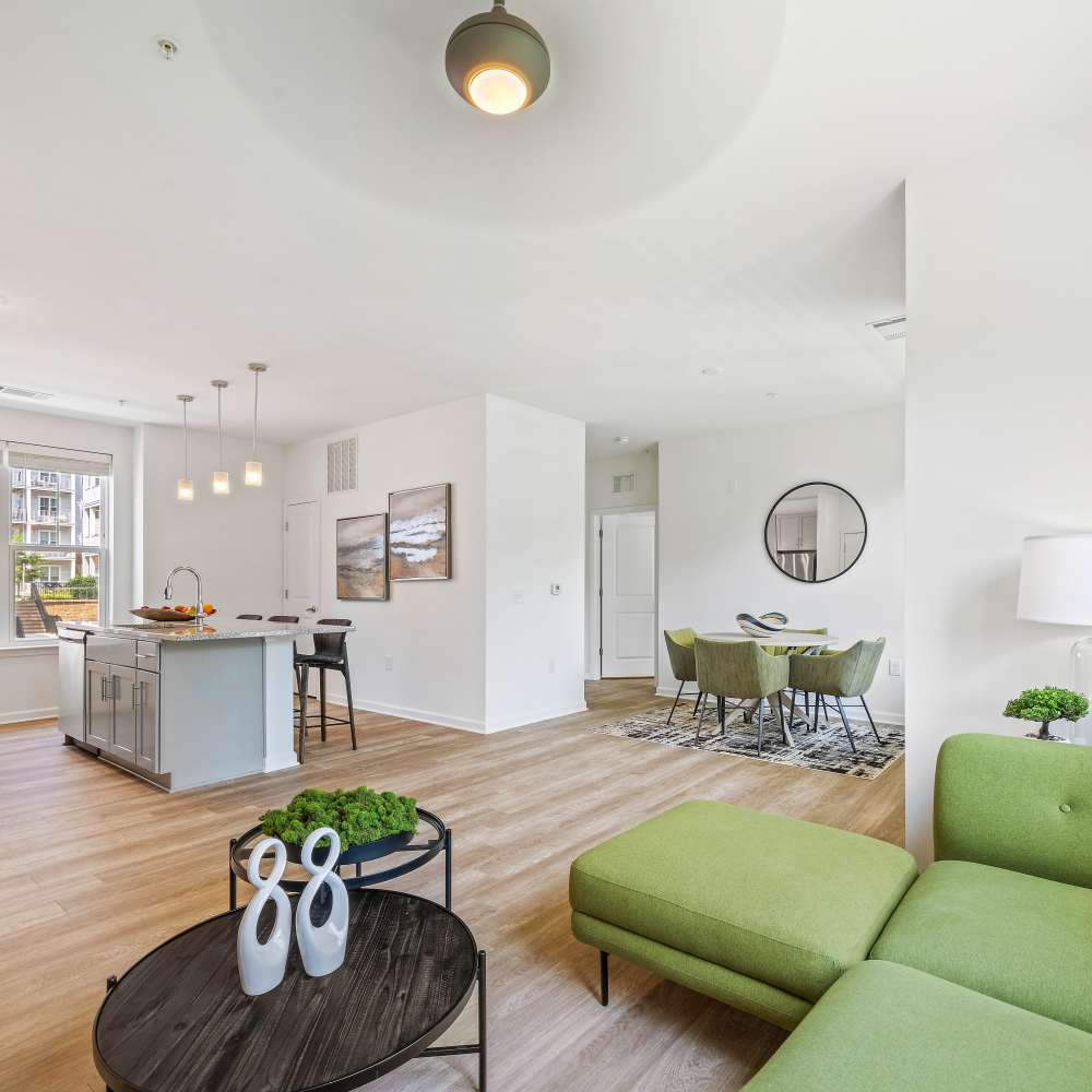 Apartment living room at Commonwealth Apartments in Midlothian, Virginia