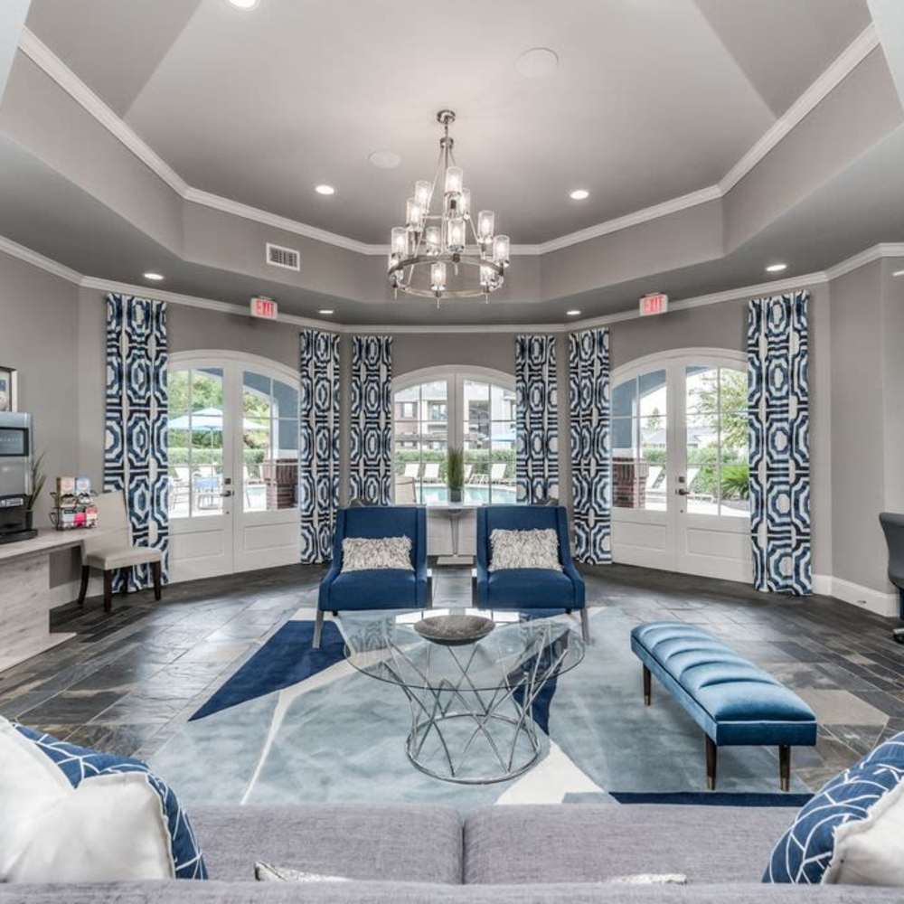 Clubhouse with tall windows at The Landings of Conroe in Conroe, Texas
