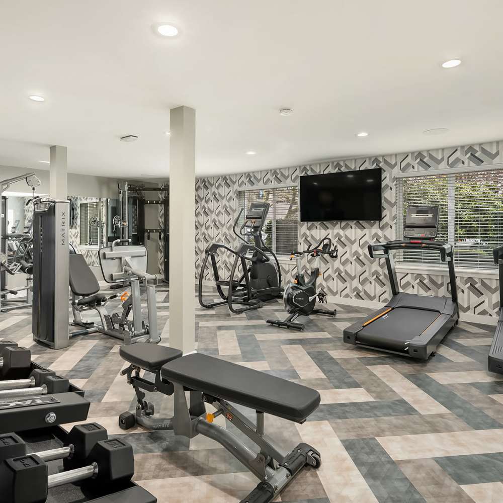 Fitness center with cardio equipment Cascadia at Fairwood Landing in Renton, Washington