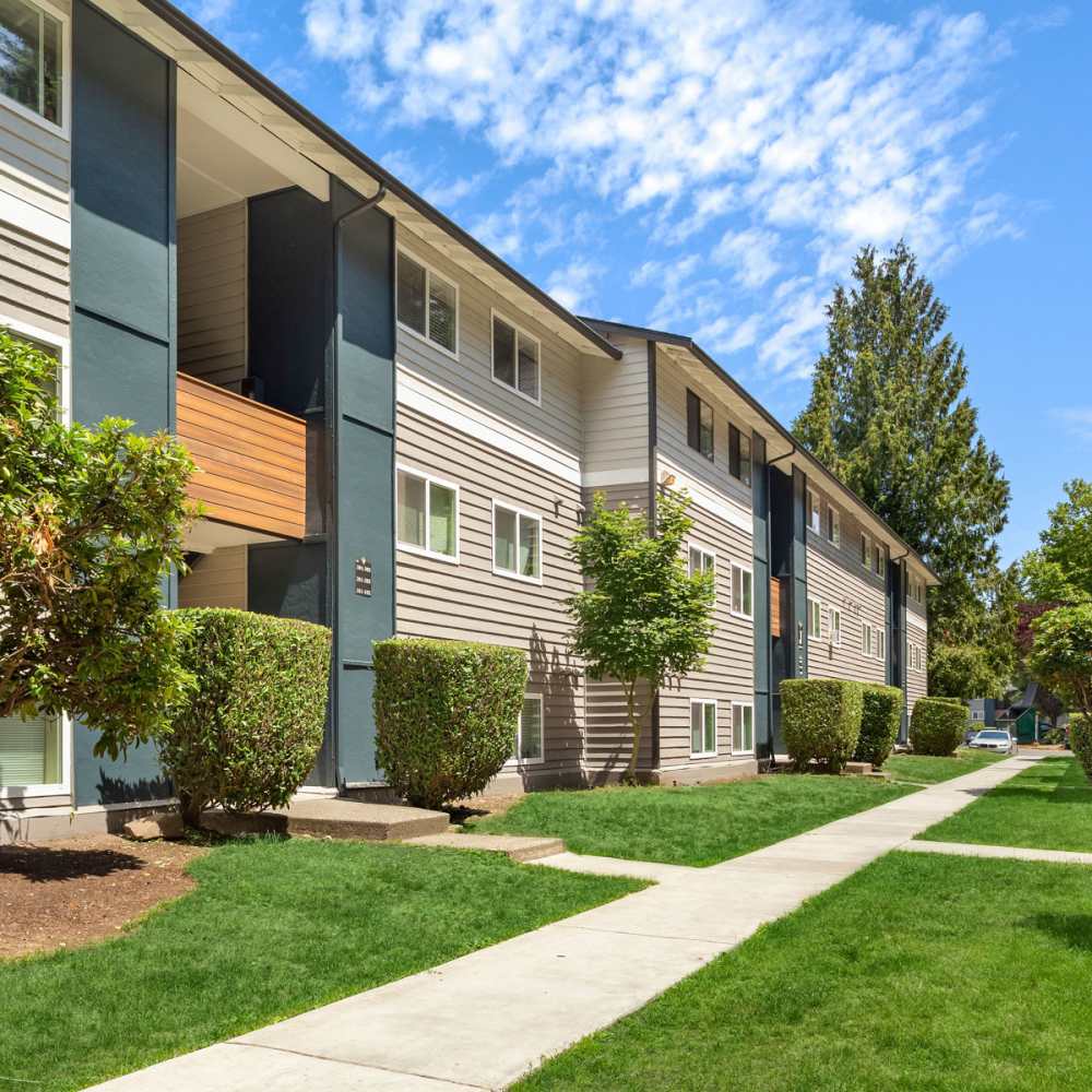 Exterior walkway Cascadia at Fairwood Landing in Renton, Washington