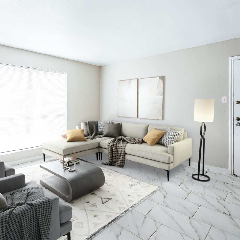 Living space with tiled flooring at The Sanctuary At 9430 in Houston, Texas