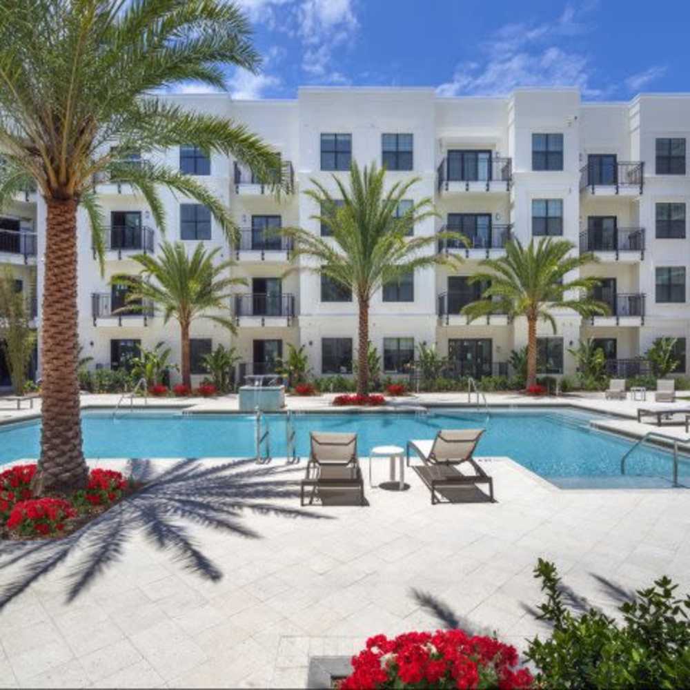 Resort-style pool with sun loungers at Beacon 430 in Saint Petersburg, Florida