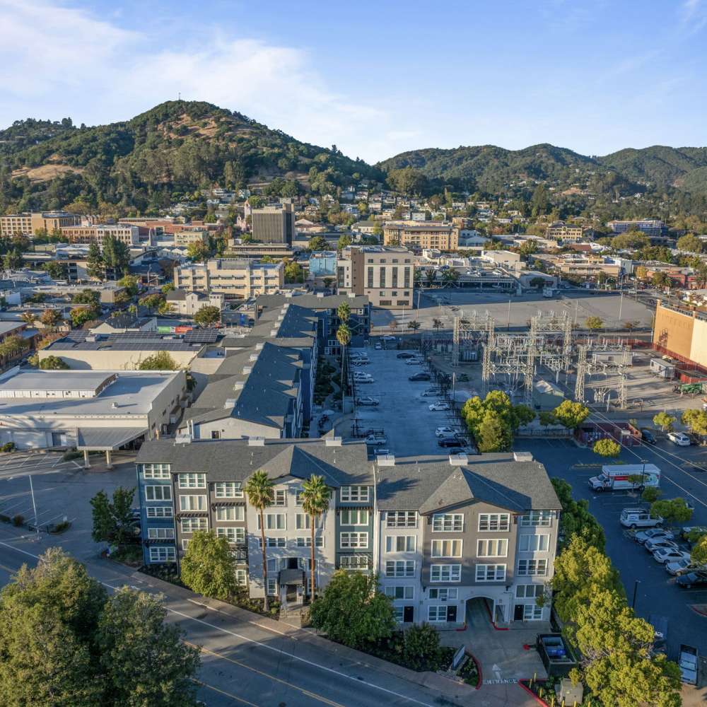 Aerial view of One55 Lofts in San Rafael, California