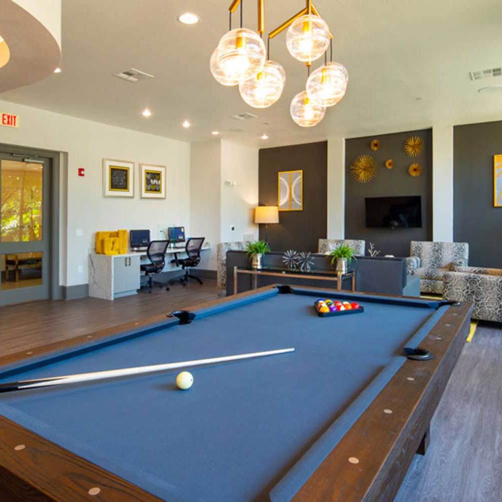 Billiard table in game room at Instrata Upper Kirby in Houston, Texas