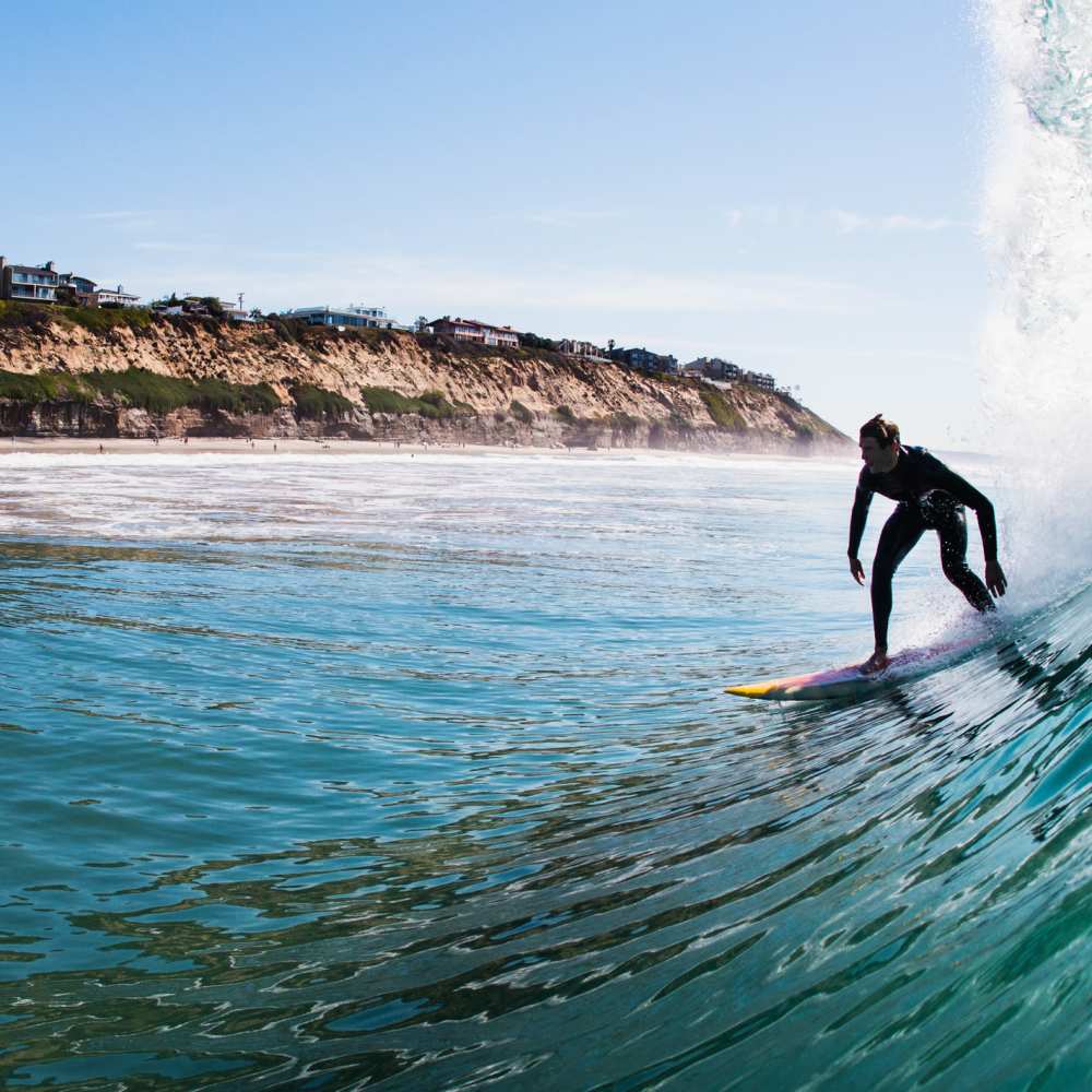 Surfer riding the waves near Coral Wood Court in Reseda, California