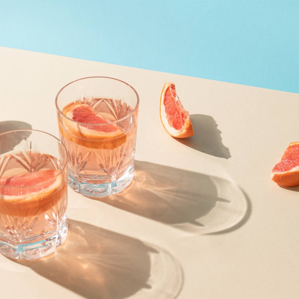 Drinks with orange slices at Coral Wood Court in Reseda, California
