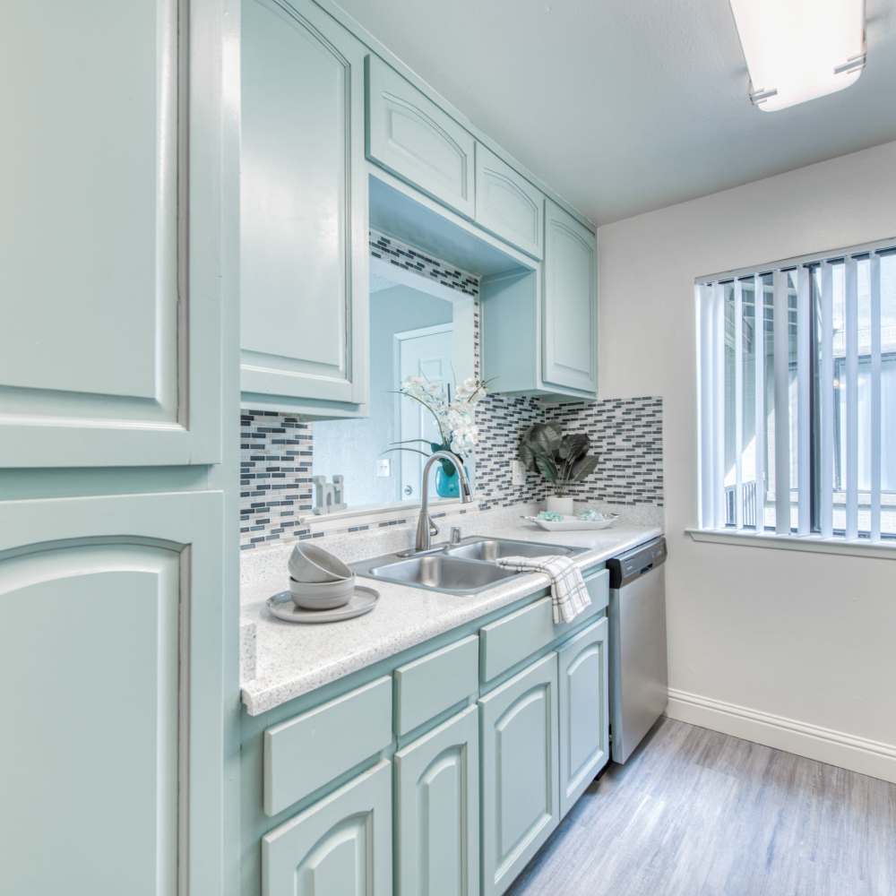 Stainless steel appliance kitchen at The Landing at Fancher Creek in Fresno, California, 