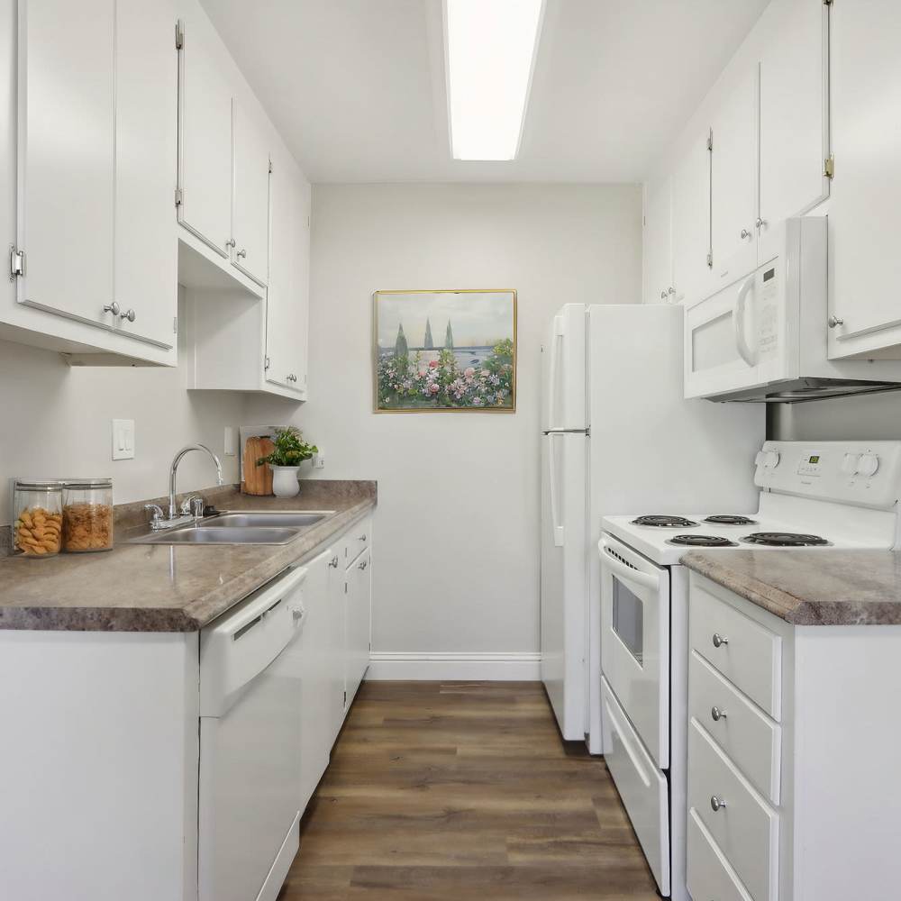 Kitchen counter at Bayfair Apartments in San Lorenzo, California