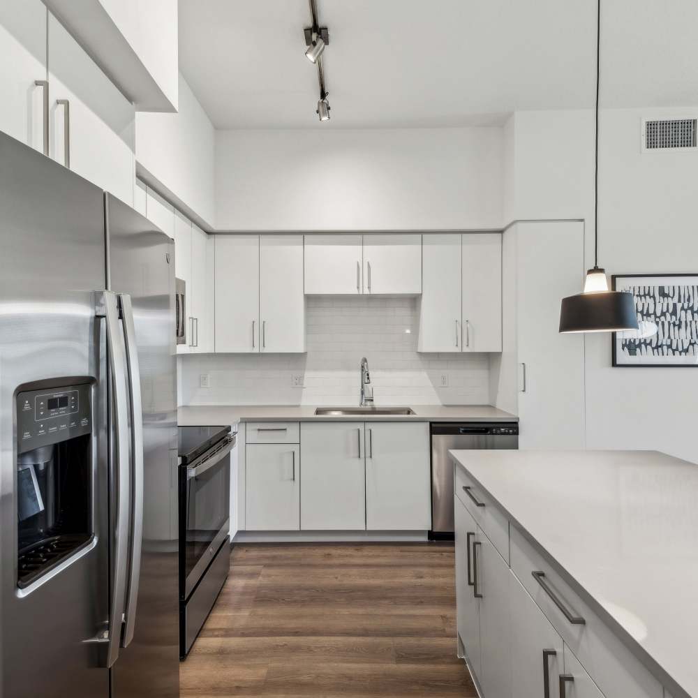 Model kitchen at Residences Of Highland in Hialeah, Florida