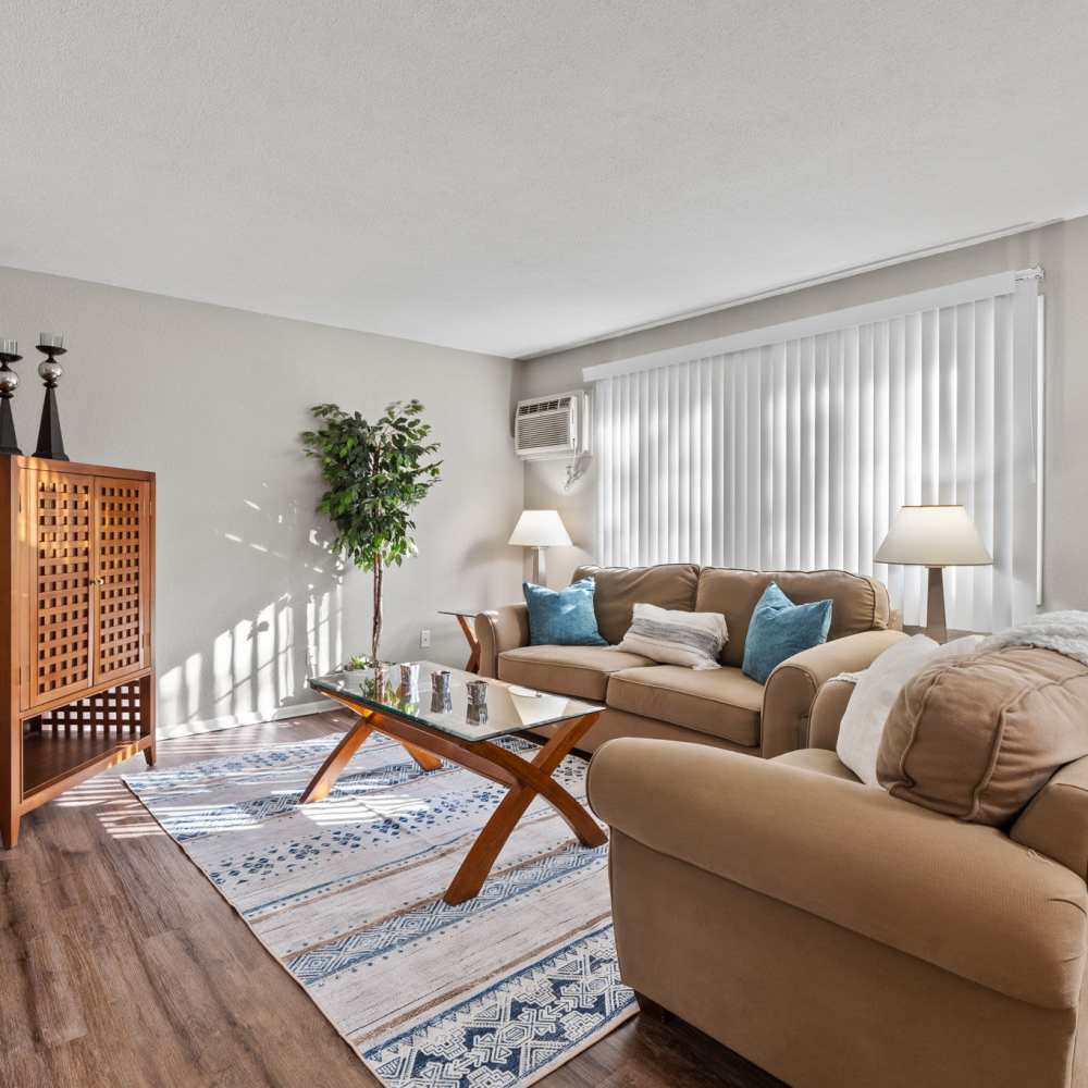 Living room with large window at Granite Ridge in Brooklyn Park, Minnesota