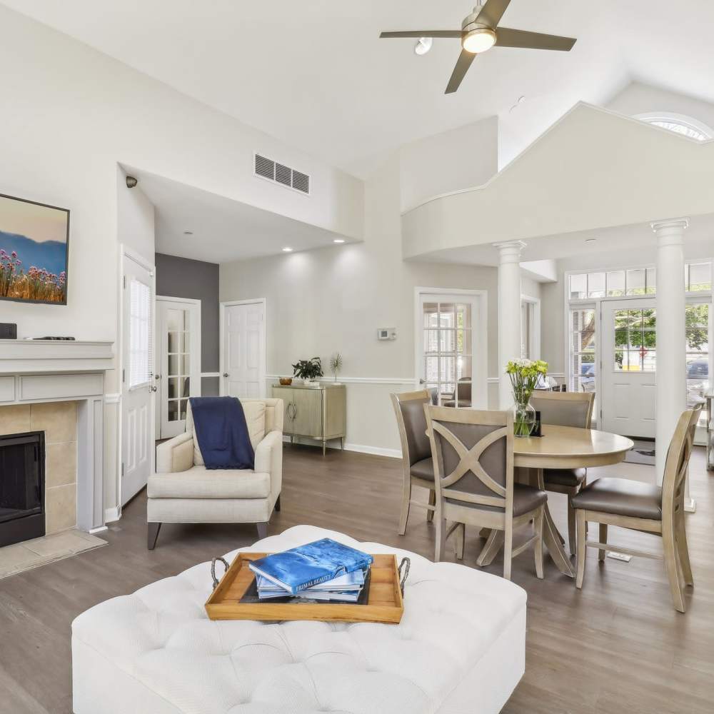 Clubhouse with fireplace  at The Elms at Kingstowne in Alexandria, Virginia