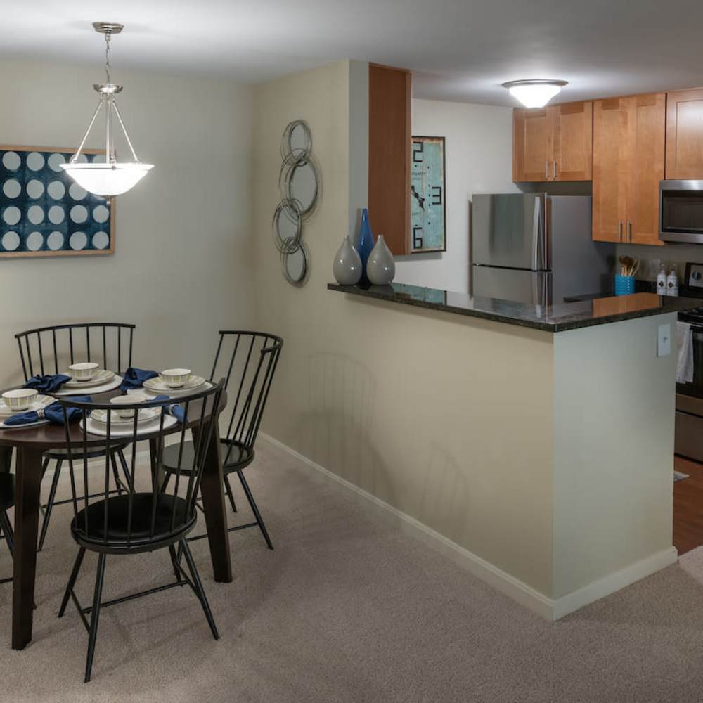 Resident dining area at The Elms at Oakton in Fairfax, Virginia