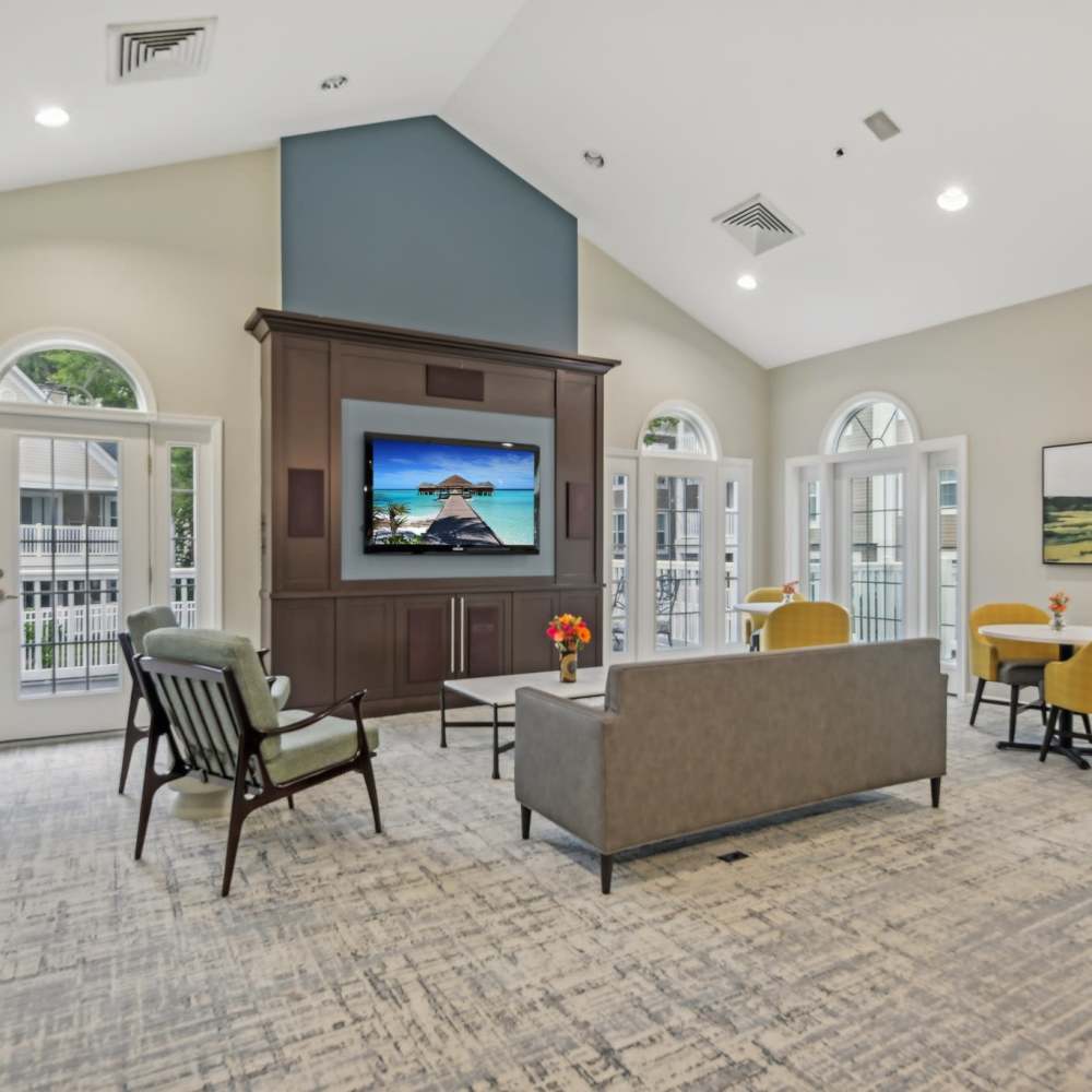 Bright luxurious clubhouse for the community at The Elms at Oakton in Fairfax,Virginia