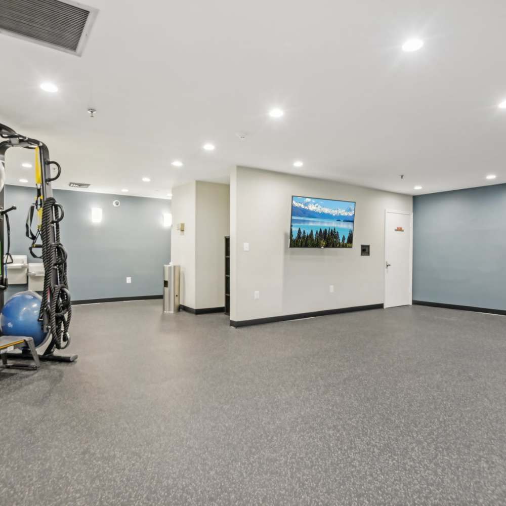 Spacious fitness center at The Elms at Oakton in Fairfax,Virginia