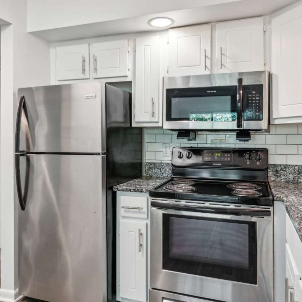 Tile backsplash in a kitchen at The Grove At Hickory Valley in Chattanooga, Tennessee