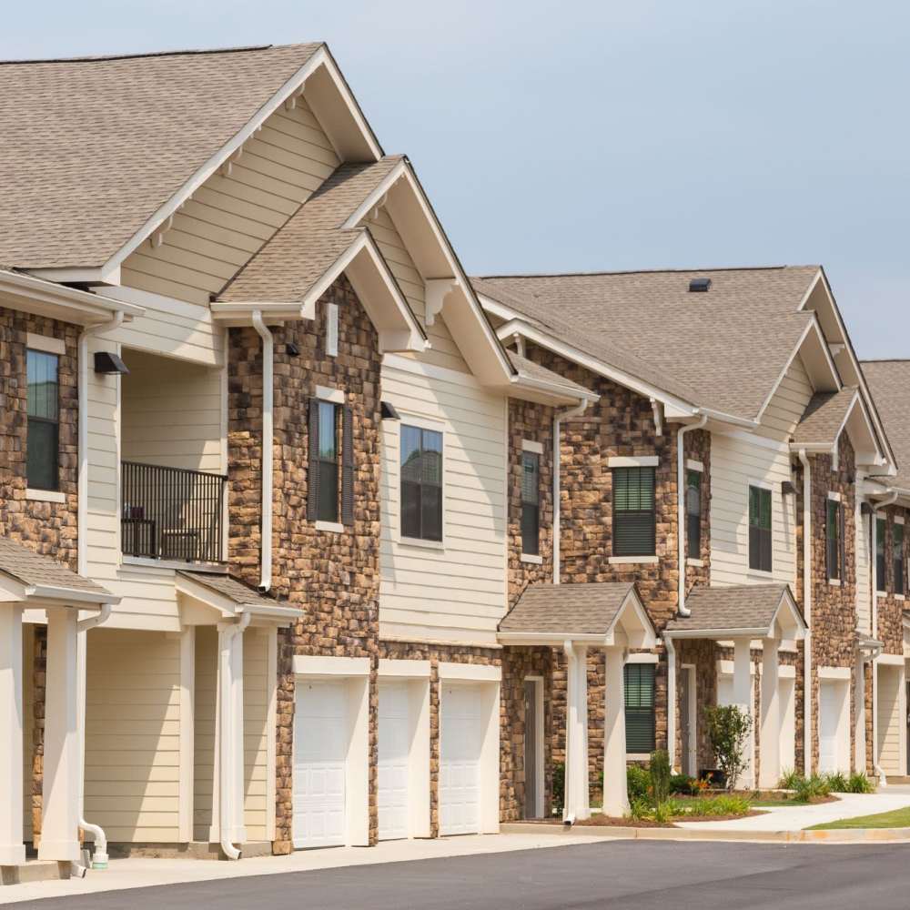 Exterior of the property displaying the architecture at Terraces at Suwanee Gateway in Suwanee,Georgia
