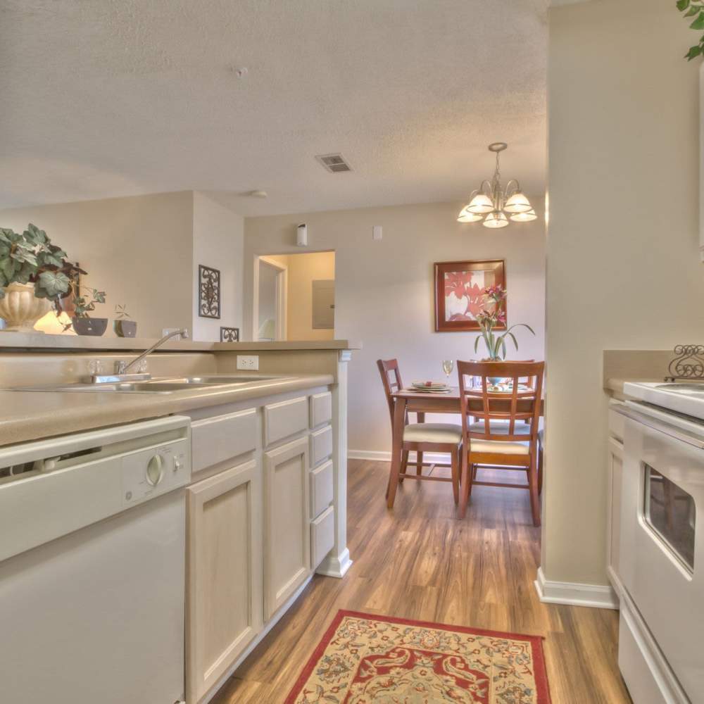 View of dining room from kithen at Arbors at the Reservoir in Ridgeland, Mississippi, 