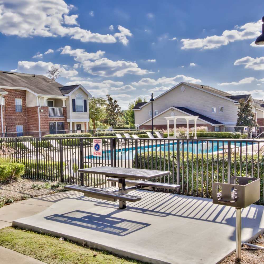 Outdoor barbecue area at Arbors at the Reservoir in Ridgeland, Mississippi, 
