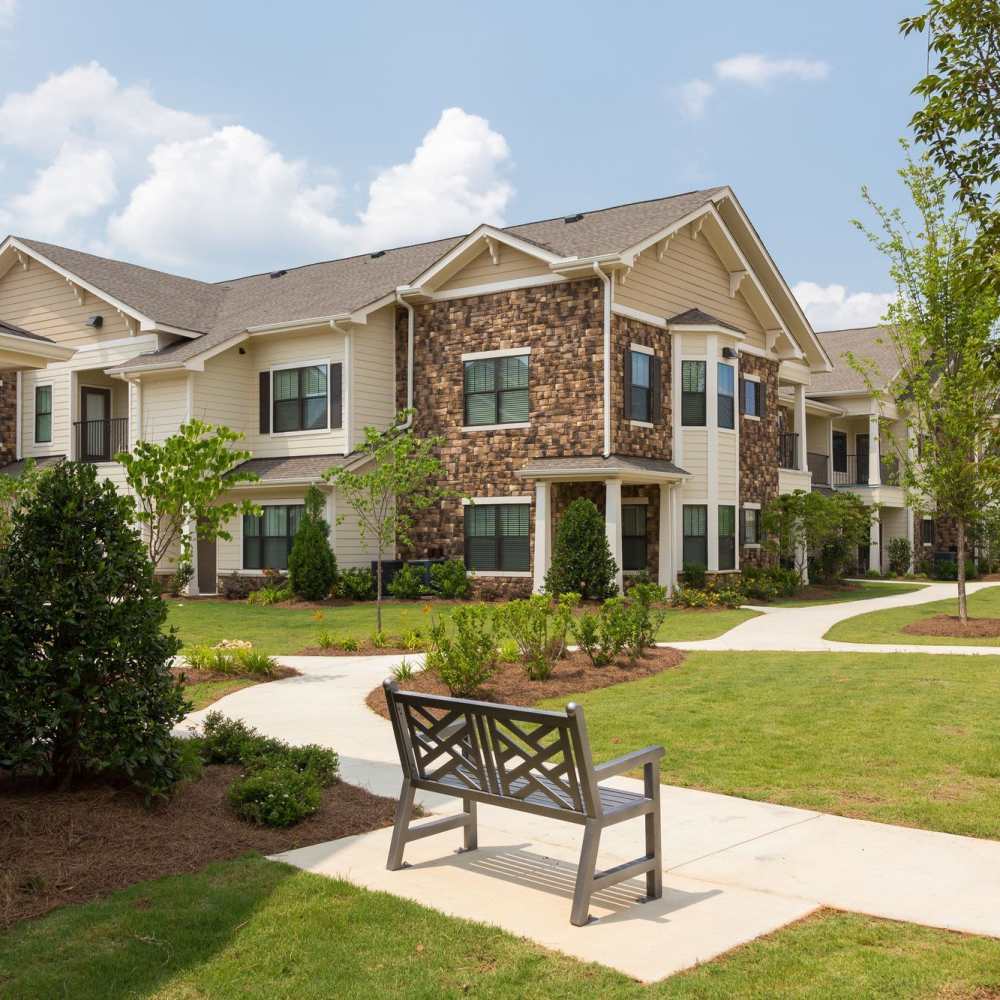 Aerial shot of the property at Terraces at Suwanee Gateway in Suwanee,Georgia