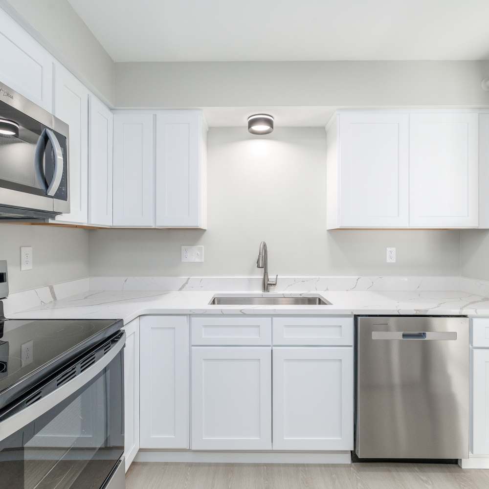 Modern kitchen at Residences at the 1850 in Cazenovia, New York, 