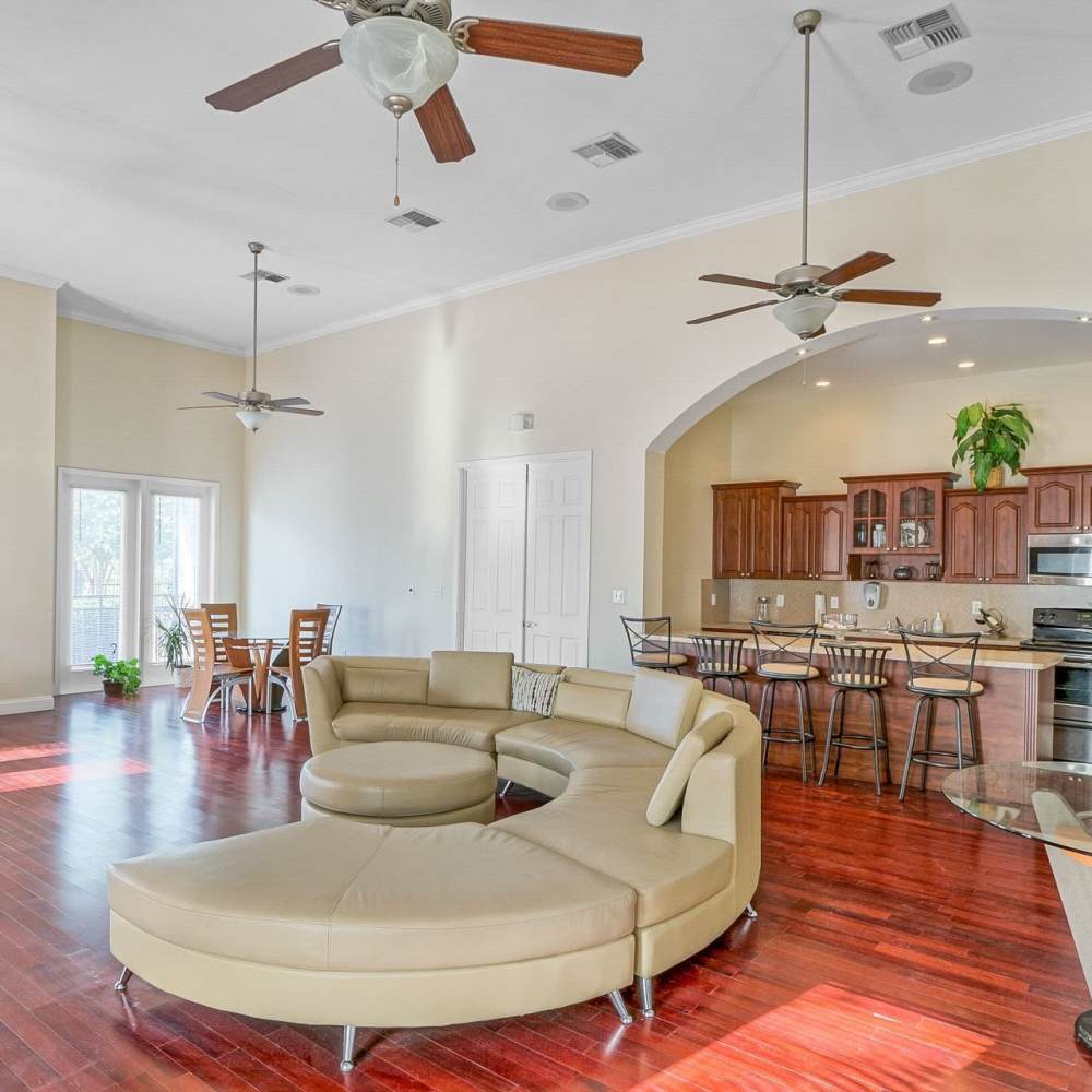 Unique round sofa in the clubhouse at Royal Gulf Apartments in Biloxi,Mississippi