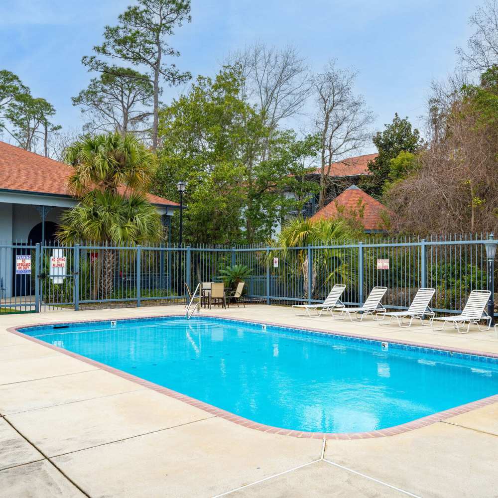 Community swimming pool at Royal Gulf Apartments in Biloxi,Mississippi
