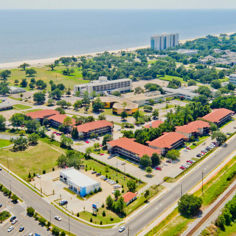 Aerial shot of the community at Royal Gulf Apartments in Biloxi,Mississippi