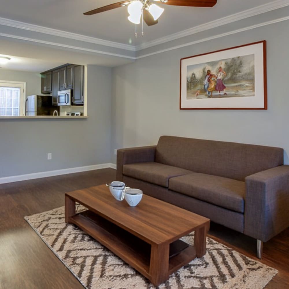 Living room with a ceiling fan at Davis Park in Smyrna, Tennessee