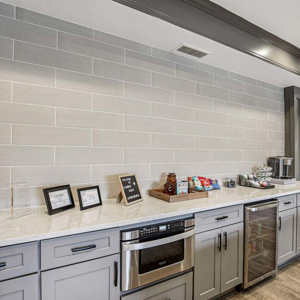 Clubhouse kitchen at Grande Oaks in Roswell, Georgia