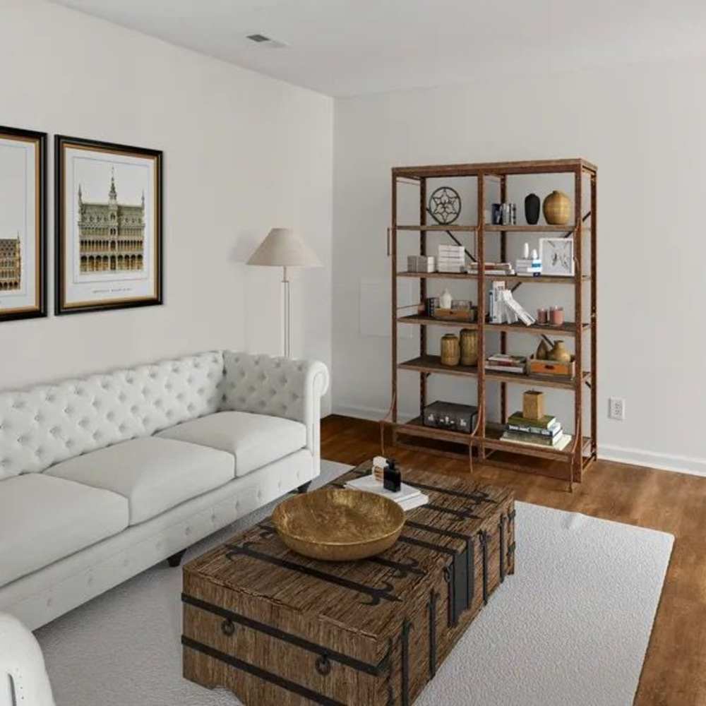 Furnished living room at The Bellevue At 1045 in Cookeville, Tennessee