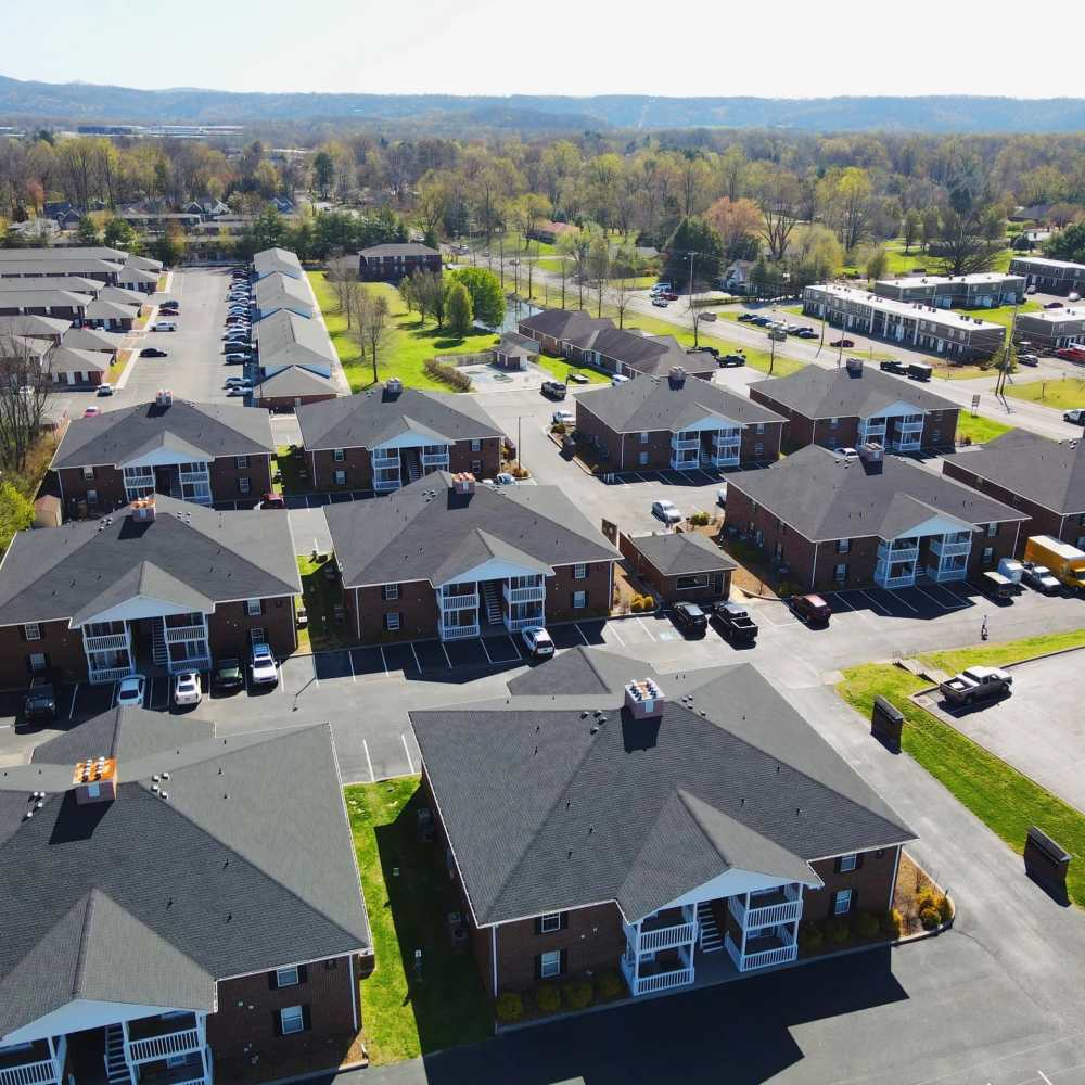 Aerial view of homes at The Bellevue At 1045 in Cookeville, Tennessee