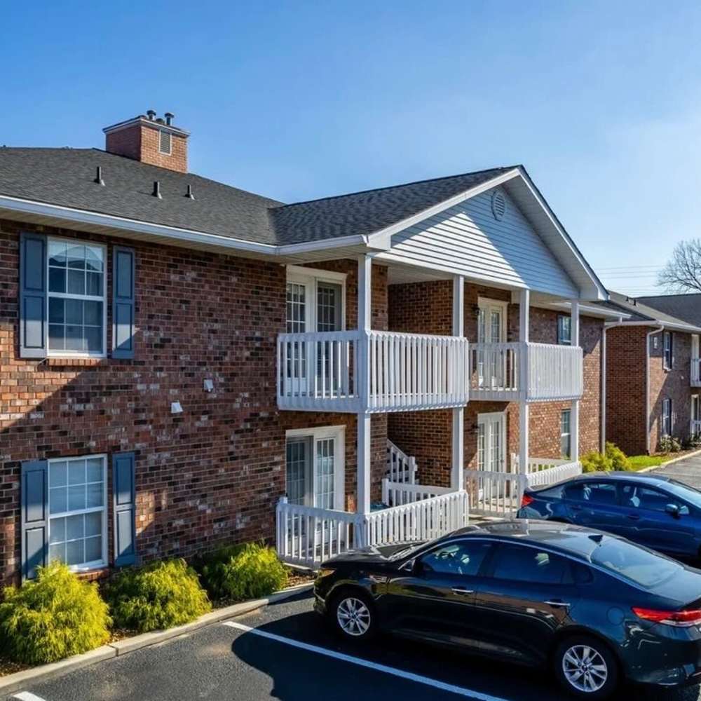 Parking outside the building at The Bellevue At 1045 in Cookeville, Tennessee