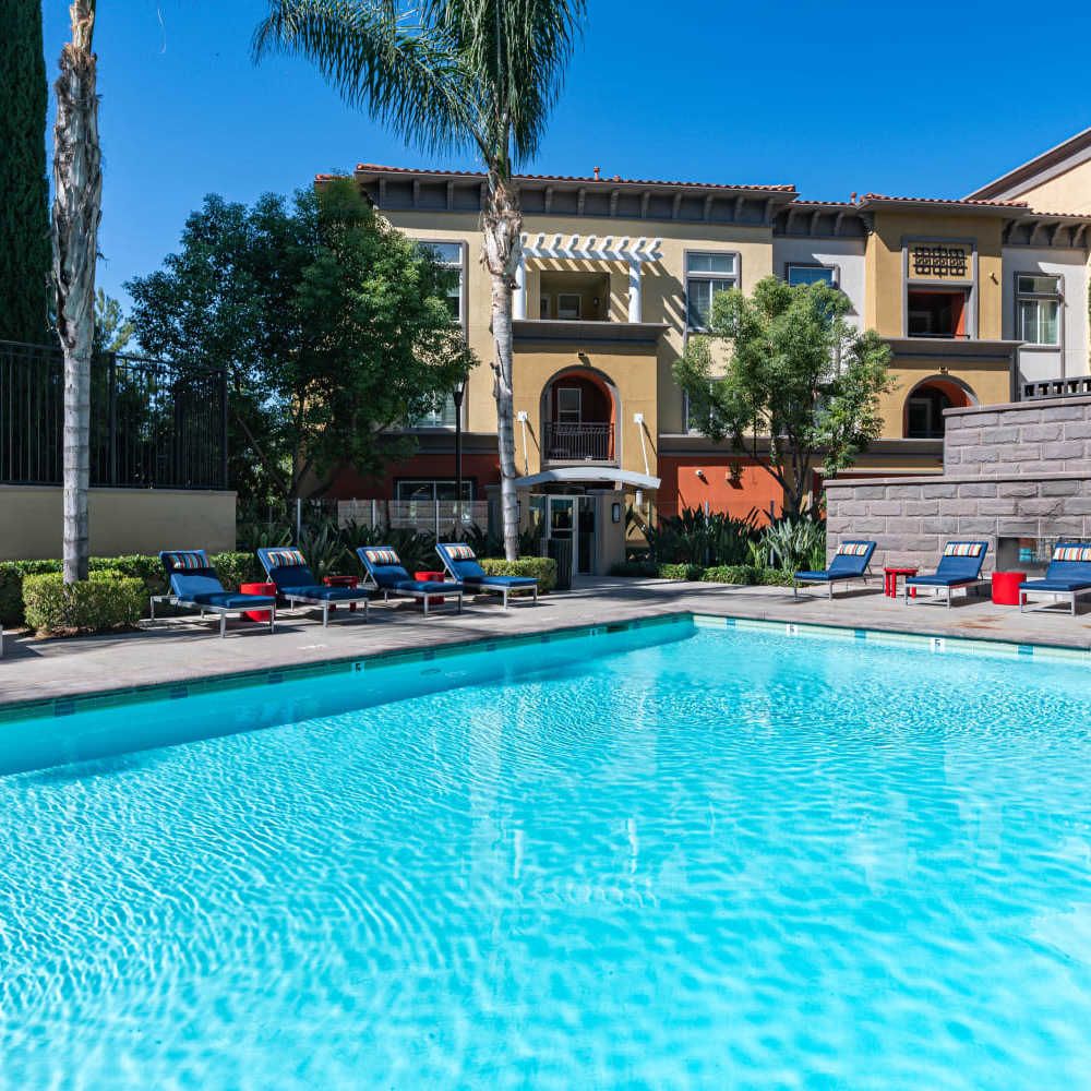 Pool area at The Boulevard Apartment Homes in Woodland Hills, California