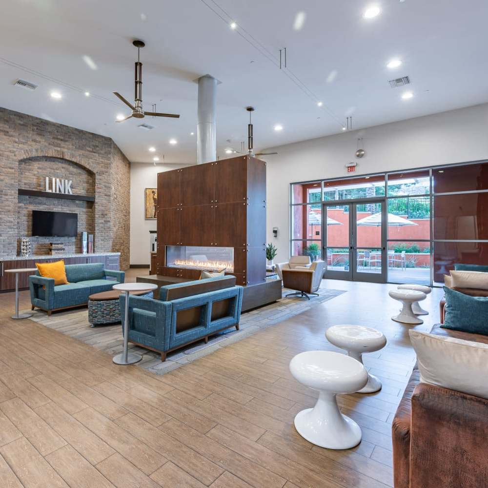 Clubhouse with firepit at The Boulevard Apartment Homes in Woodland Hills, California