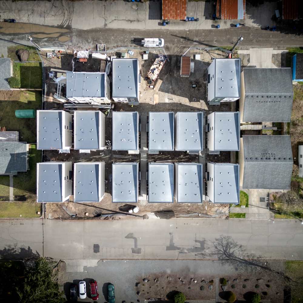 Aerial view of the building at 4315 S. Alder in Tacoma, Washington,