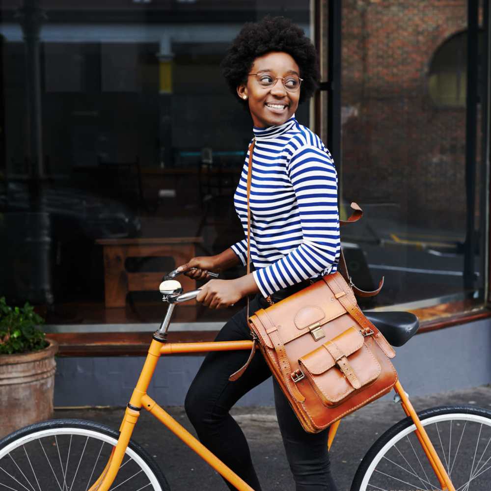 Resident cycling near The Griff in Charlotte, North Carolina