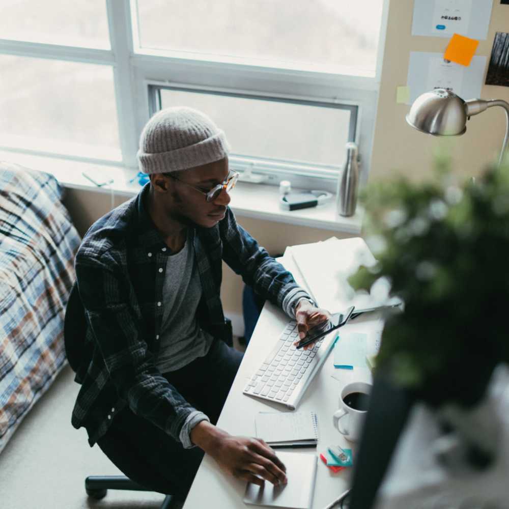 A student working on a computer at The Edge in Pensacola,Florida