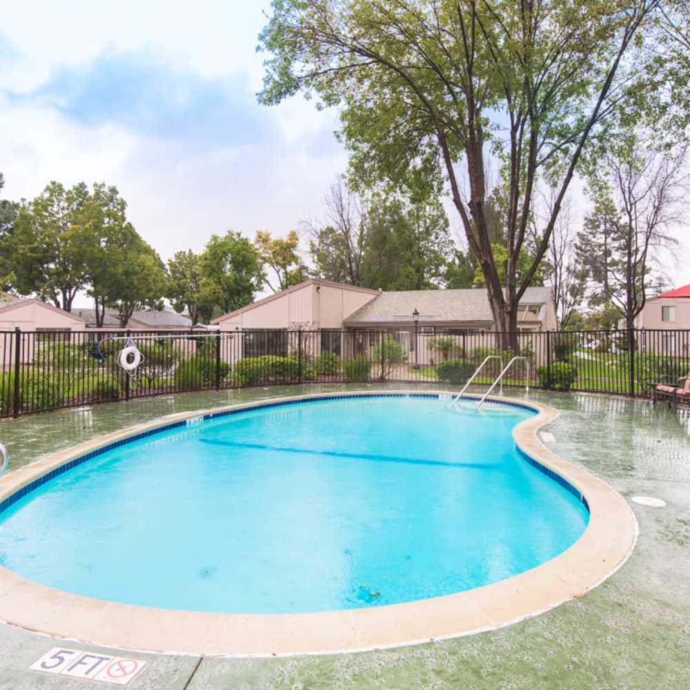 Swimming pool for the residents to chill at Village Green Apartments in San Jose, California