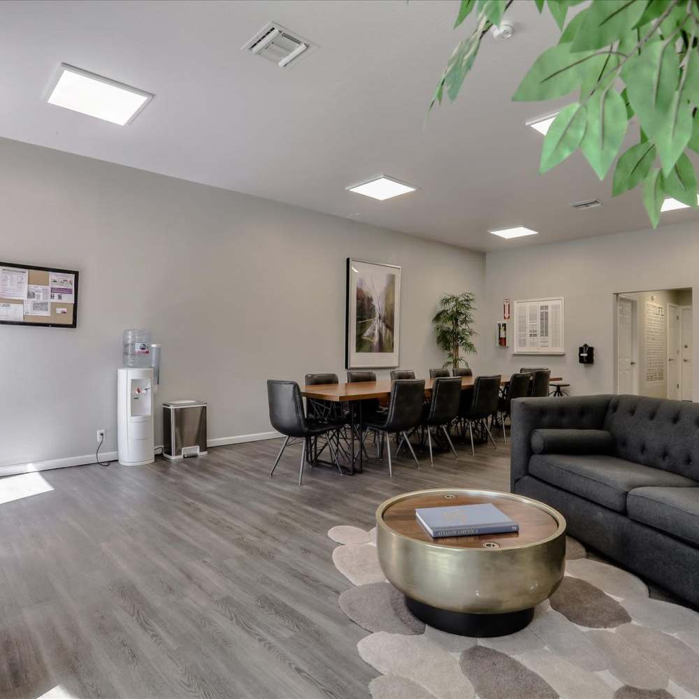 Clubhouse with wooden flooring at San Jose Greens in San Jose, California,